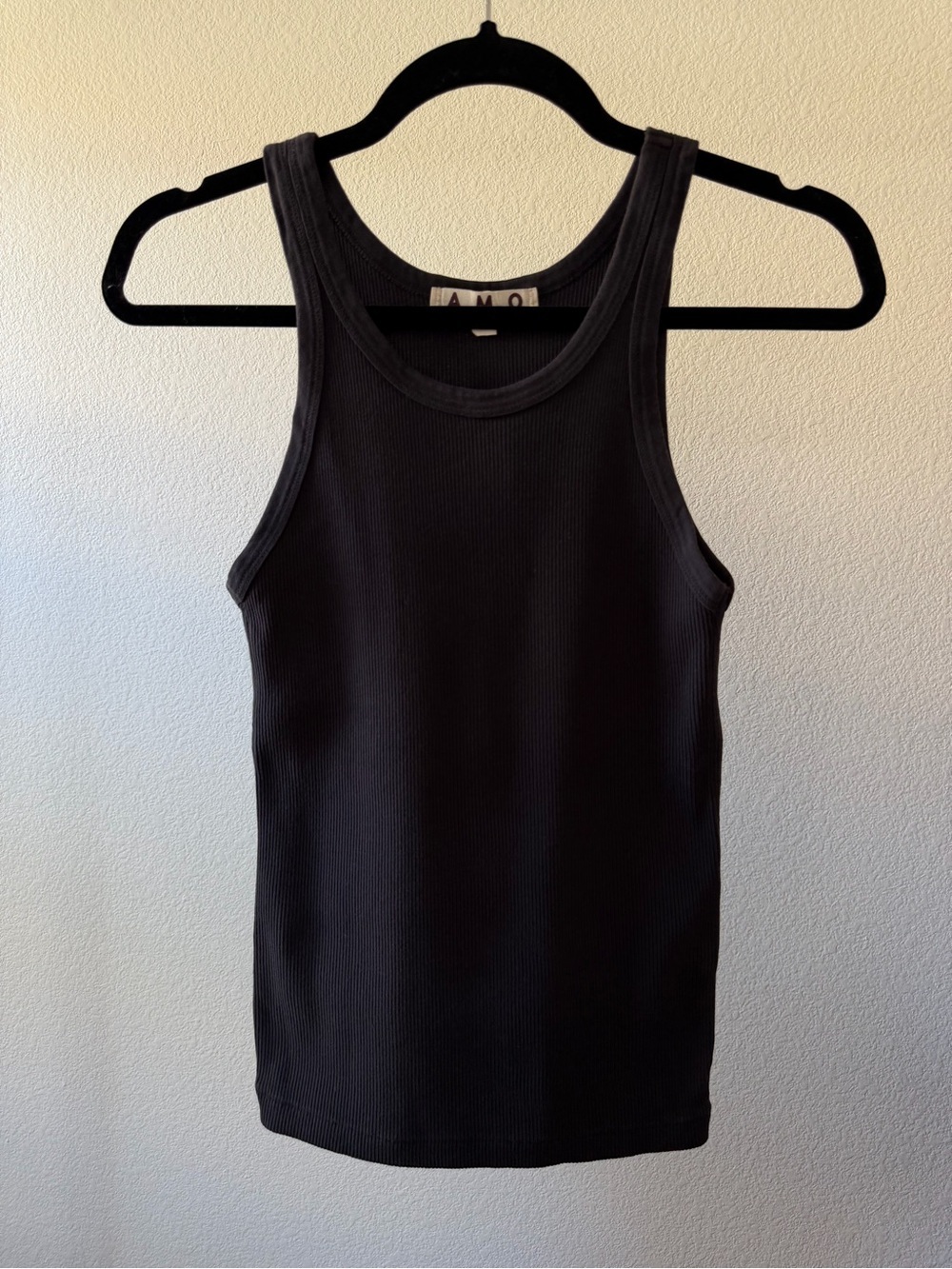 AMO Black Ribbed High Neck Tank Size XS